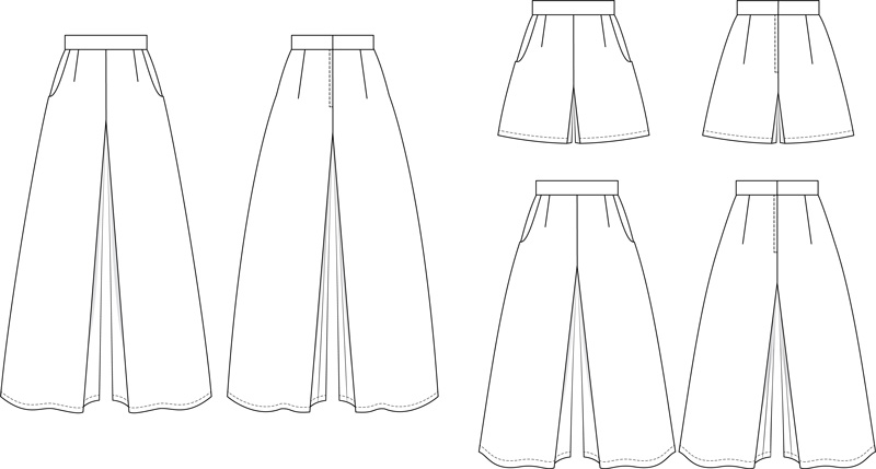 Elsa Culottes from Charm Patterns by Gertie line art