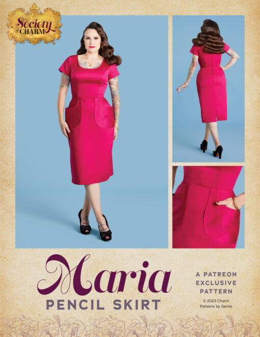 Maria Pencil Skirt sewing pattern from Charm Patterns by Gertie.