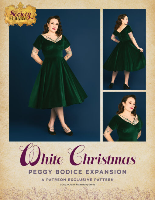 White Christmas Peggy Bodice hack for the green velvet White Christmas dress.