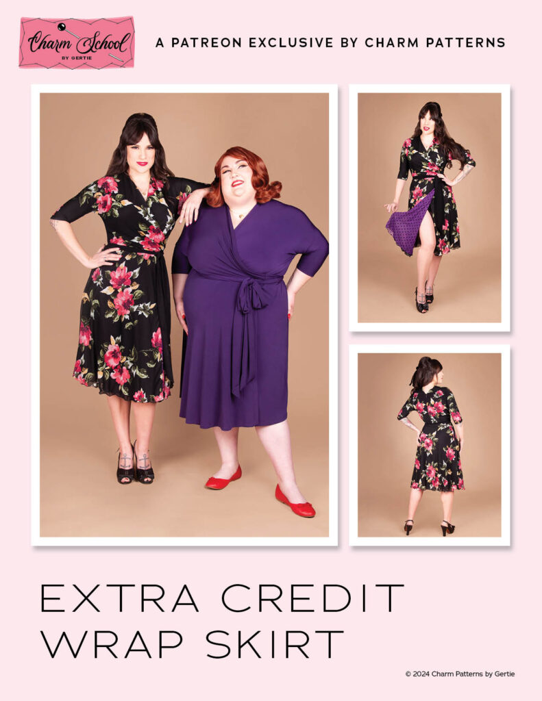 Extra Credit Wrap Skirt expansion to create a wrap dress sewing pattern.