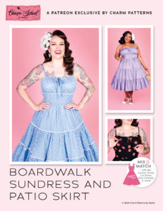 Boardwalk Sundress and Patio Skirt vintage-inspired sewing pattern from Charm Patterns.