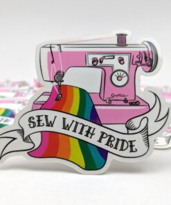 Sew with Pride sticker from Charm Patterns by Gertie.