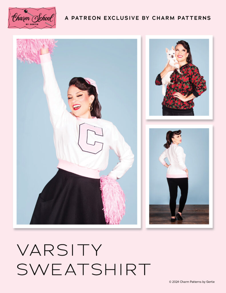 Varsity Sweatshirt sewing pattern from Charm Patterns by Gertie.