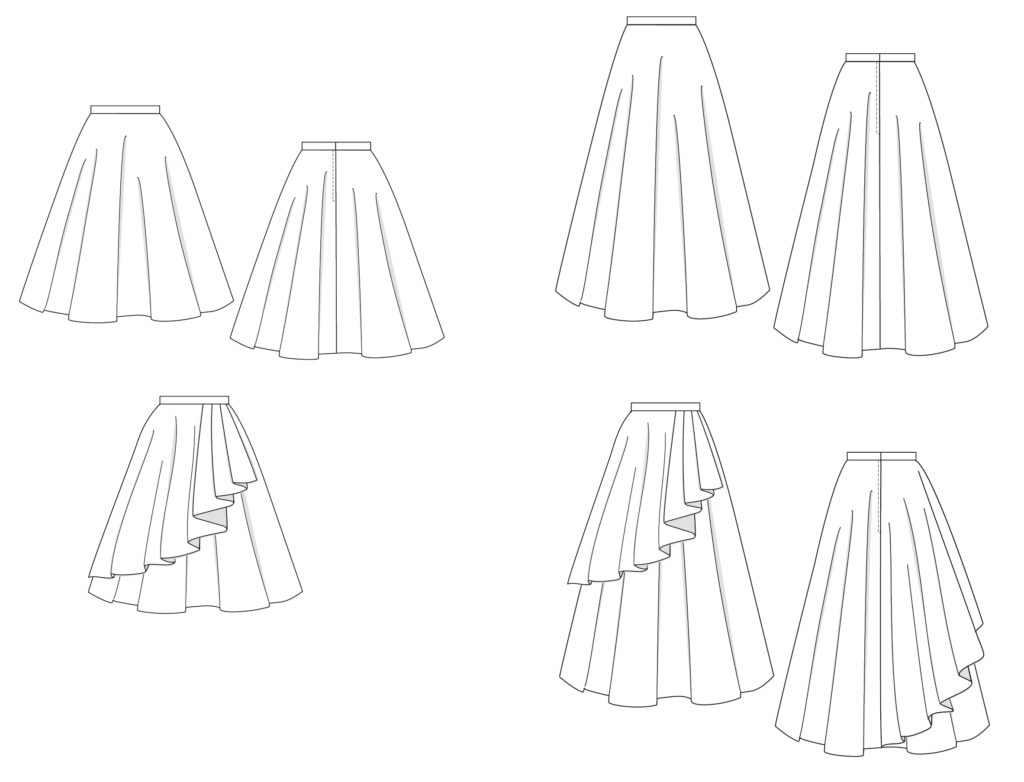 Homecoming Skirt line art from Charm Patterns