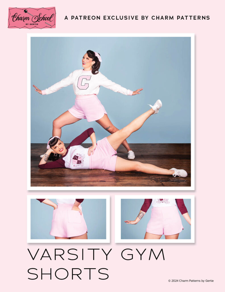 Varsity Gym Shorts sewing pattern from Charm Patterns by Gertie.