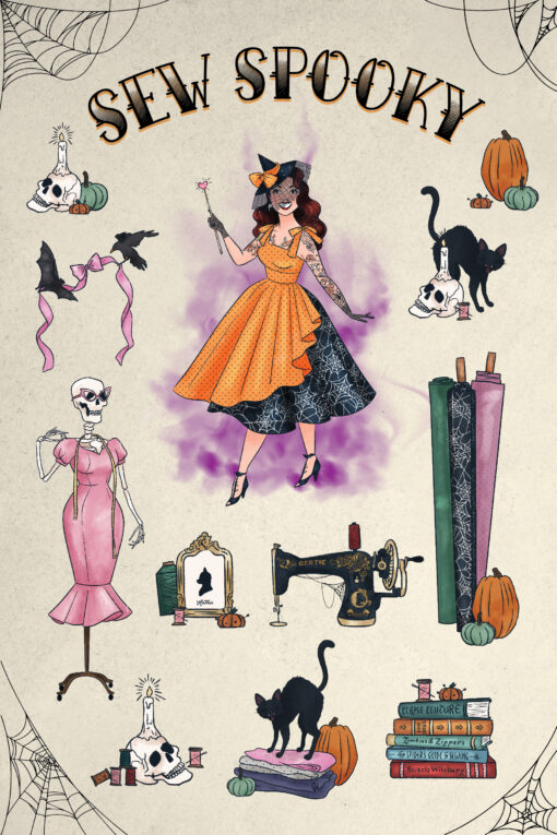 Sew Spooky sticker sheet from Charm Patterns by Gertie