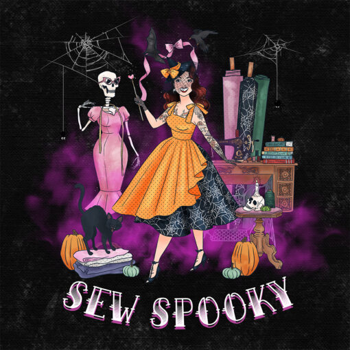 Sew Spooky Hoodie Sweatshirt Back Design