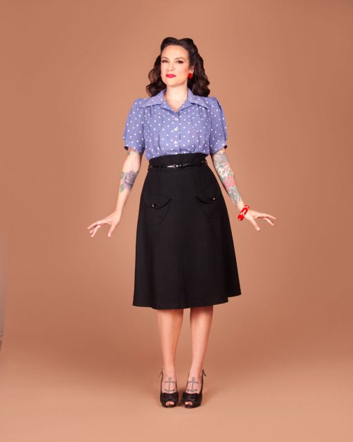 The 1940s-inspired Marlene Blouse sewing pattern from Charm Patterns by Gertie.