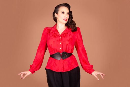 The 1940s-inspired Marlene Blouse sewing pattern from Charm Patterns by Gertie.