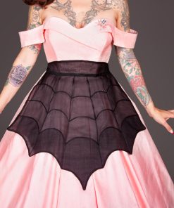 Gertie wearing the Charm Patterns Spiderweb Apron sewing pattern