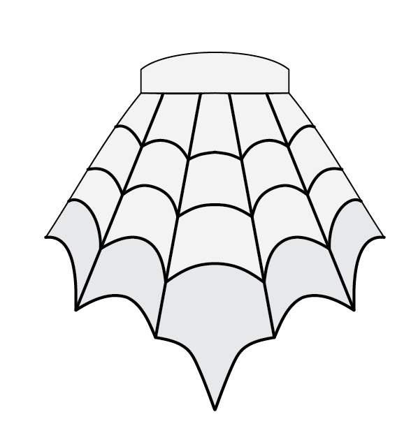 Spiderweb Apron line art for the sewing pattern from Charm Patterns