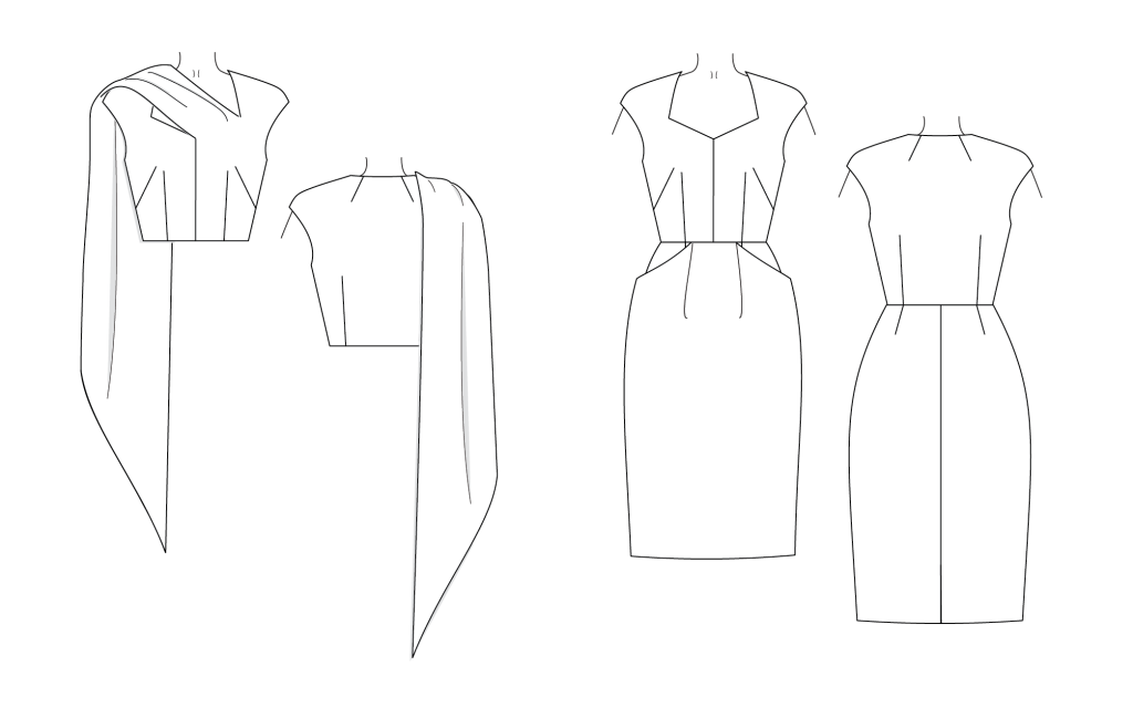 Carmen Bodice sewing pattern line art from Charm Patterns