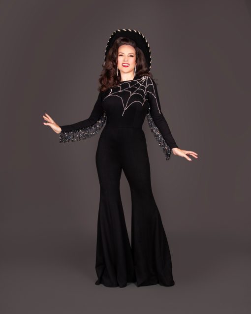 Gertie wearing the Dolly Parton Jumpsuit costume