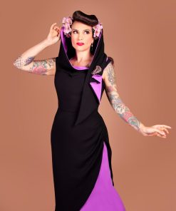 Gertie wearing a dress made from the Carmen Bodice and Overlay sewing patterns.