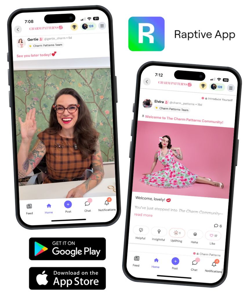 Two mockups of the Charm Community App on an iphone