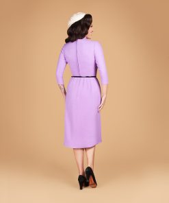 Gertie wearing the Haynes Bodice as a winter sheath dress.