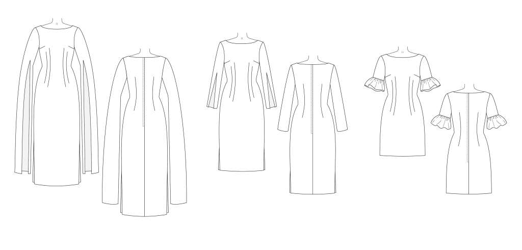 Charm Patterns Butterfly Dress line art