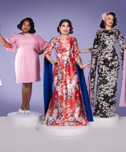 Gertie, Calamity Chang, and Susie Dahl wearing the Butterfly Dress sewing pattern from Charm Patterns.