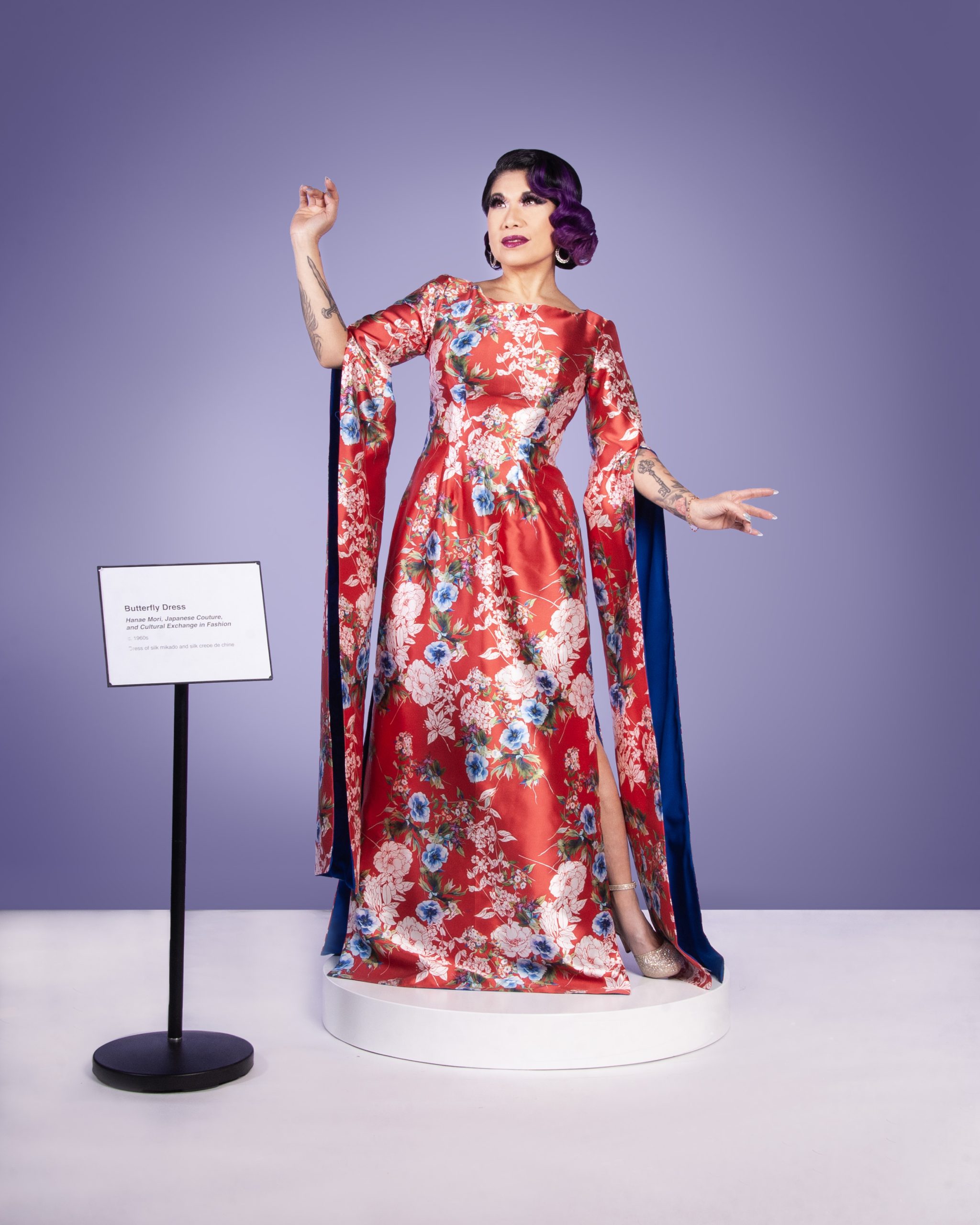 Calamity Chang wearing the Butterfly Dress sewing pattern from Charm Patterns.