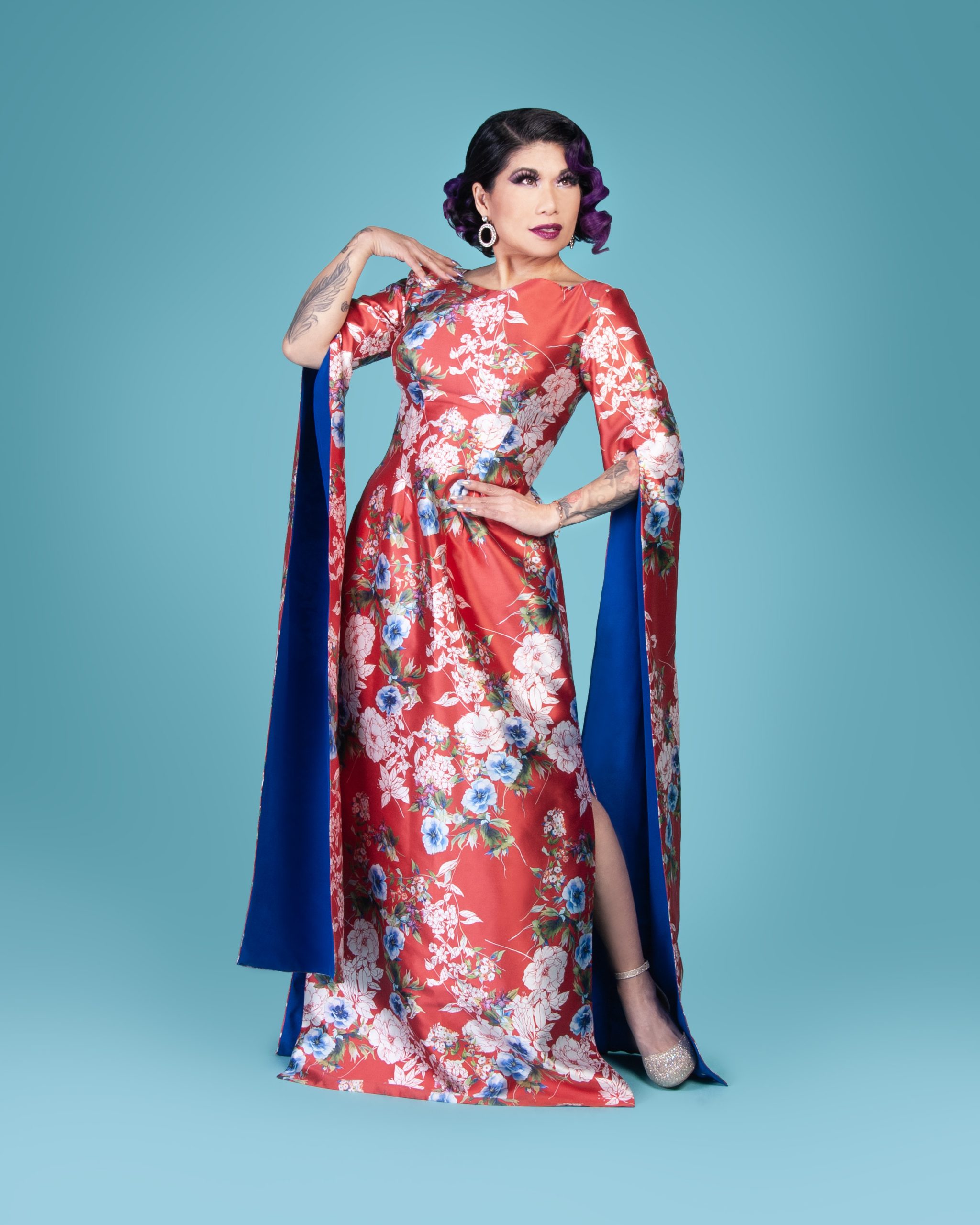 Calamity Chang wearing the Butterfly Dress sewing pattern from Charm Patterns.