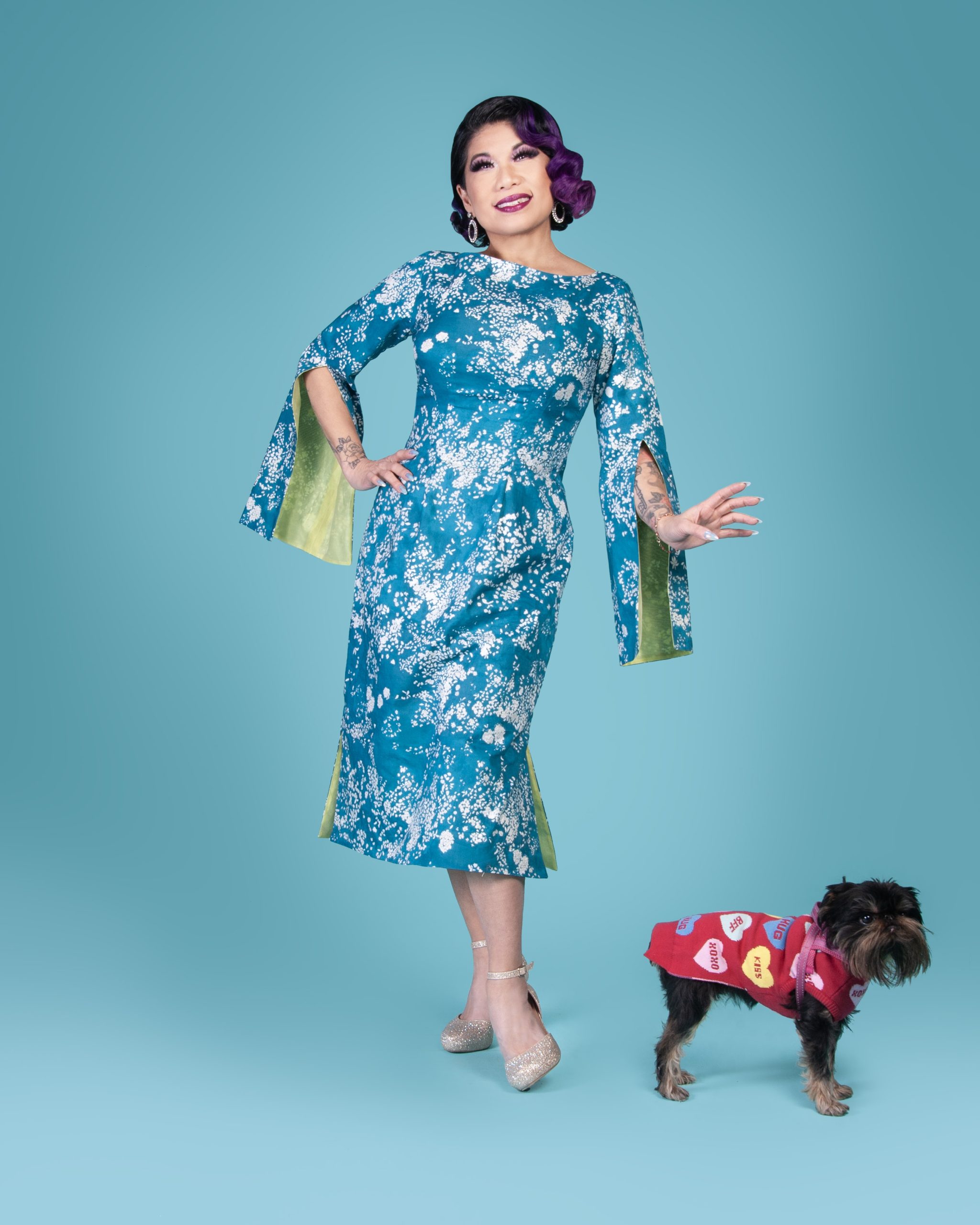 Calamity Chang wearing the Butterfly Dress sewing pattern from Charm Patterns.