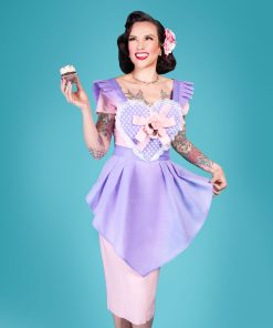Gertie wearing the Galentine's Apron sewing pattern
