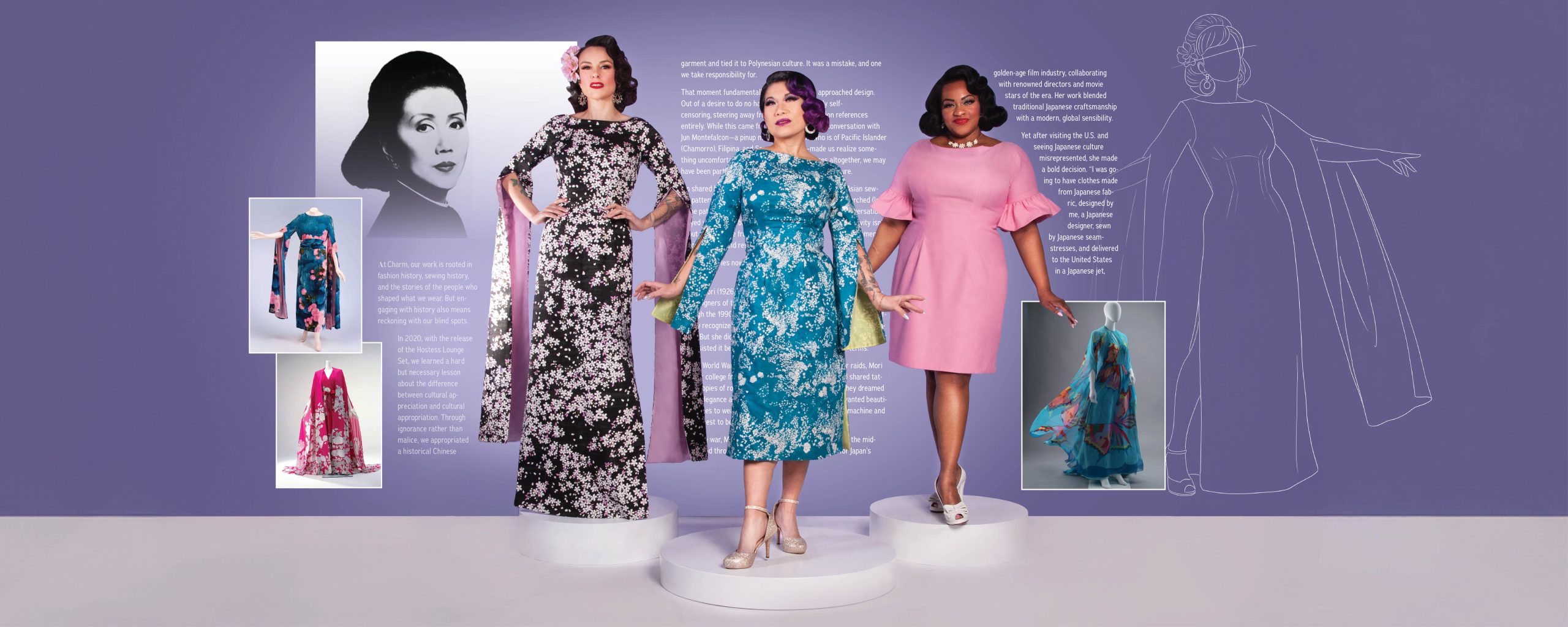 The Butterfly Dress sewing pattern, inspired by designer Hanae Mori