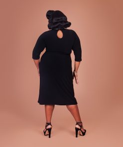 Susie wearing a black Sphinx Top dress.