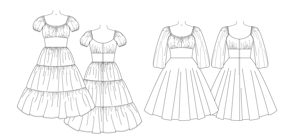 Boardwalk Sleeve sewing pattern line art