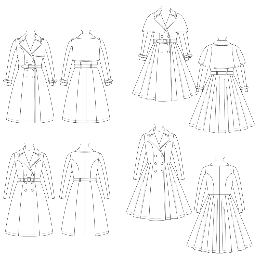 Charm Trench Coat line art