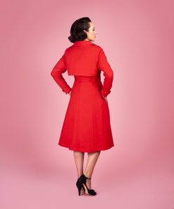 Gertie wearing the Charm Trench Coat sewing pattern