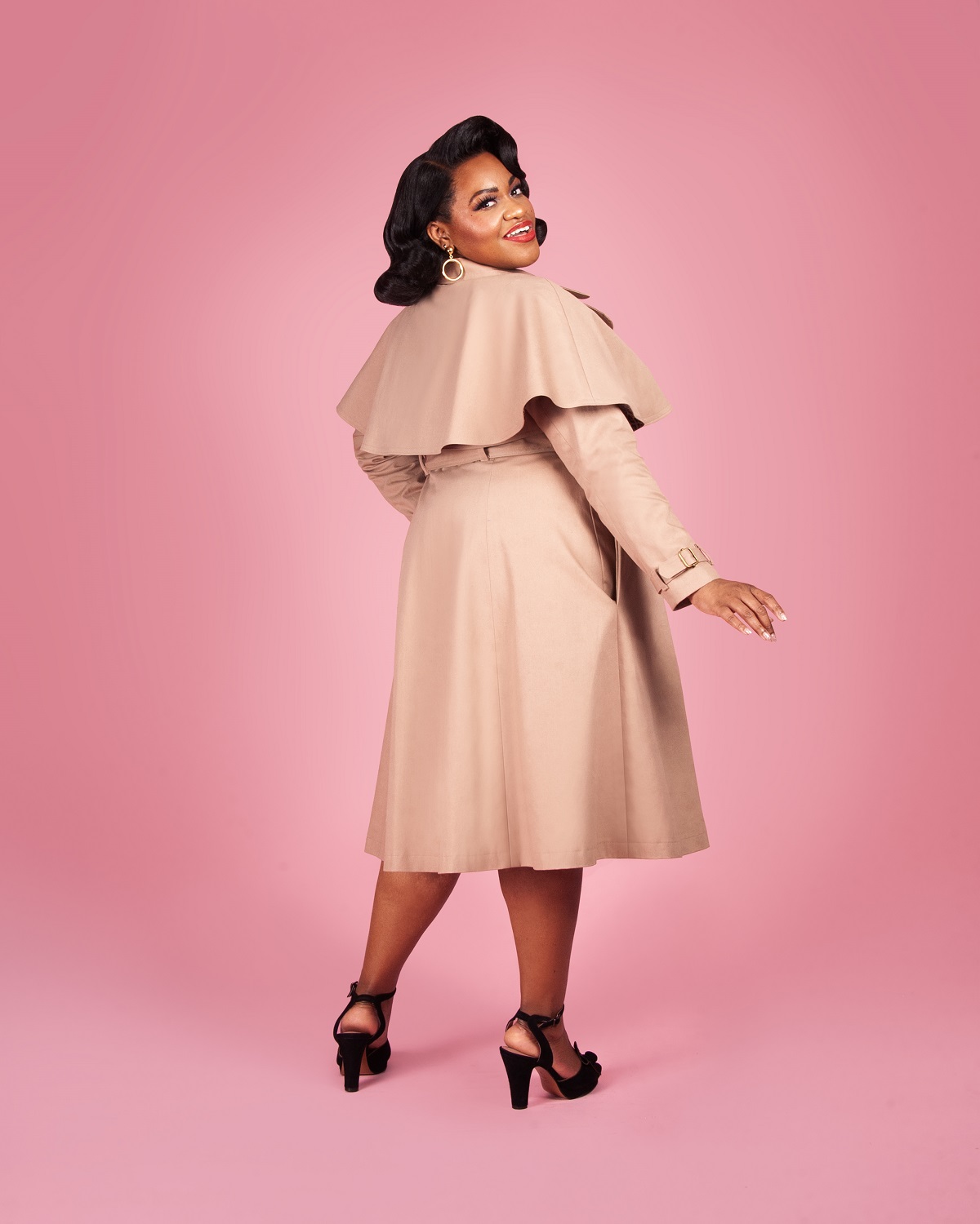 Susie wearing the Charm Trench Coat sewing pattern