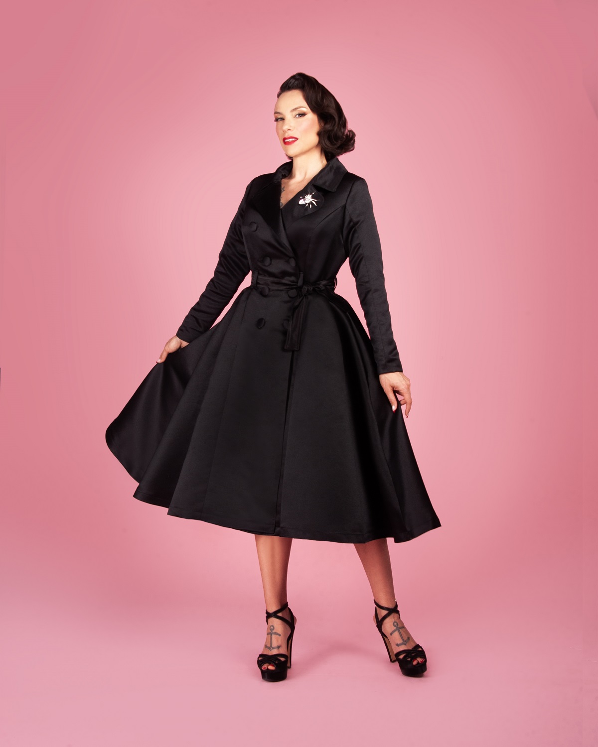 Gertie wearing the Charm Trench Coat sewing pattern