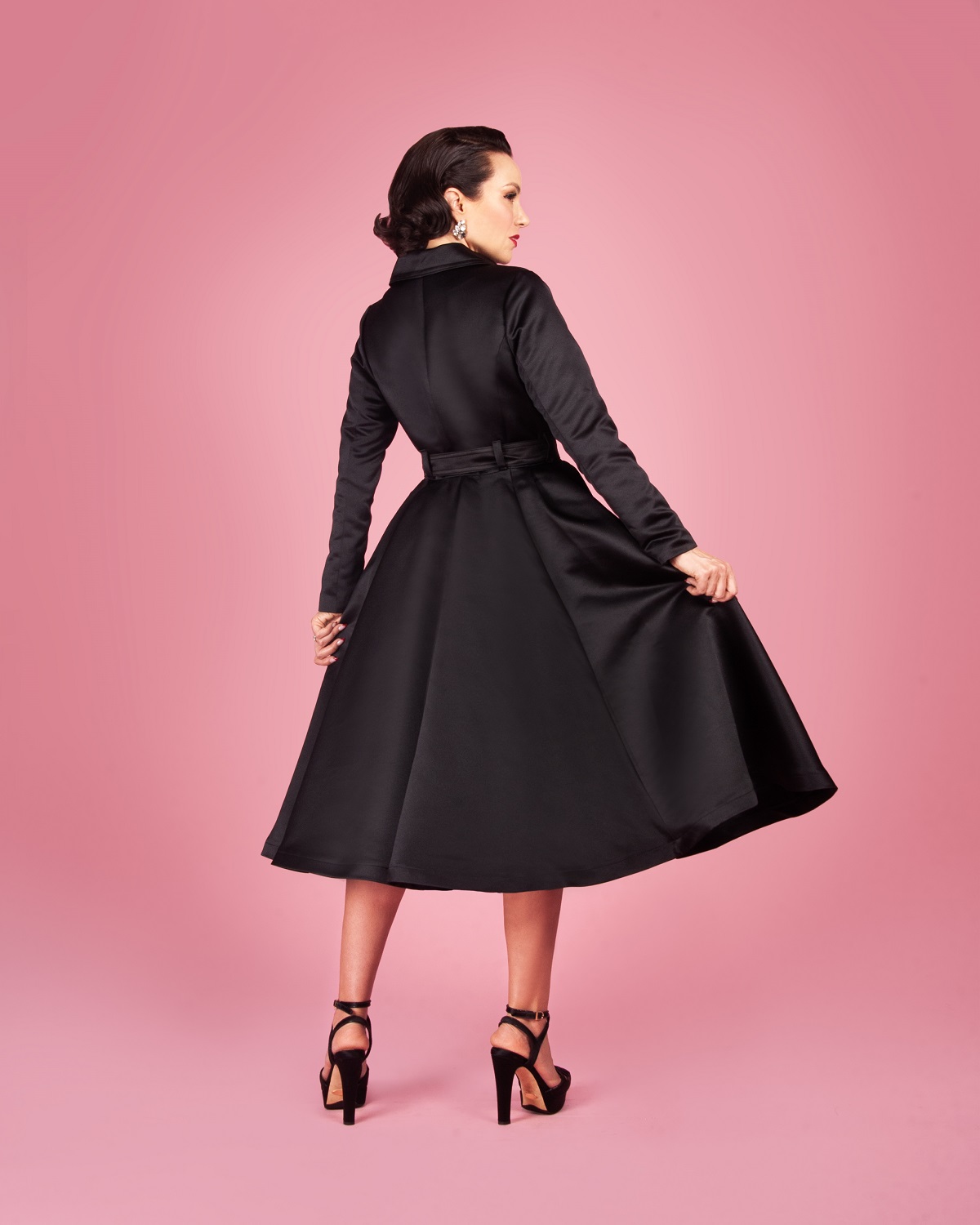 Gertie wearing the Charm Trench Coat sewing pattern