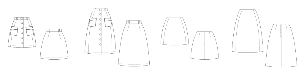 Line art for the Youthquake Skirt sewing pattern
