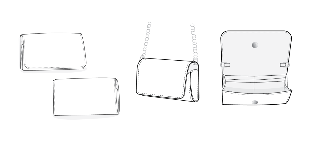 Charm Envelope Clutch line art