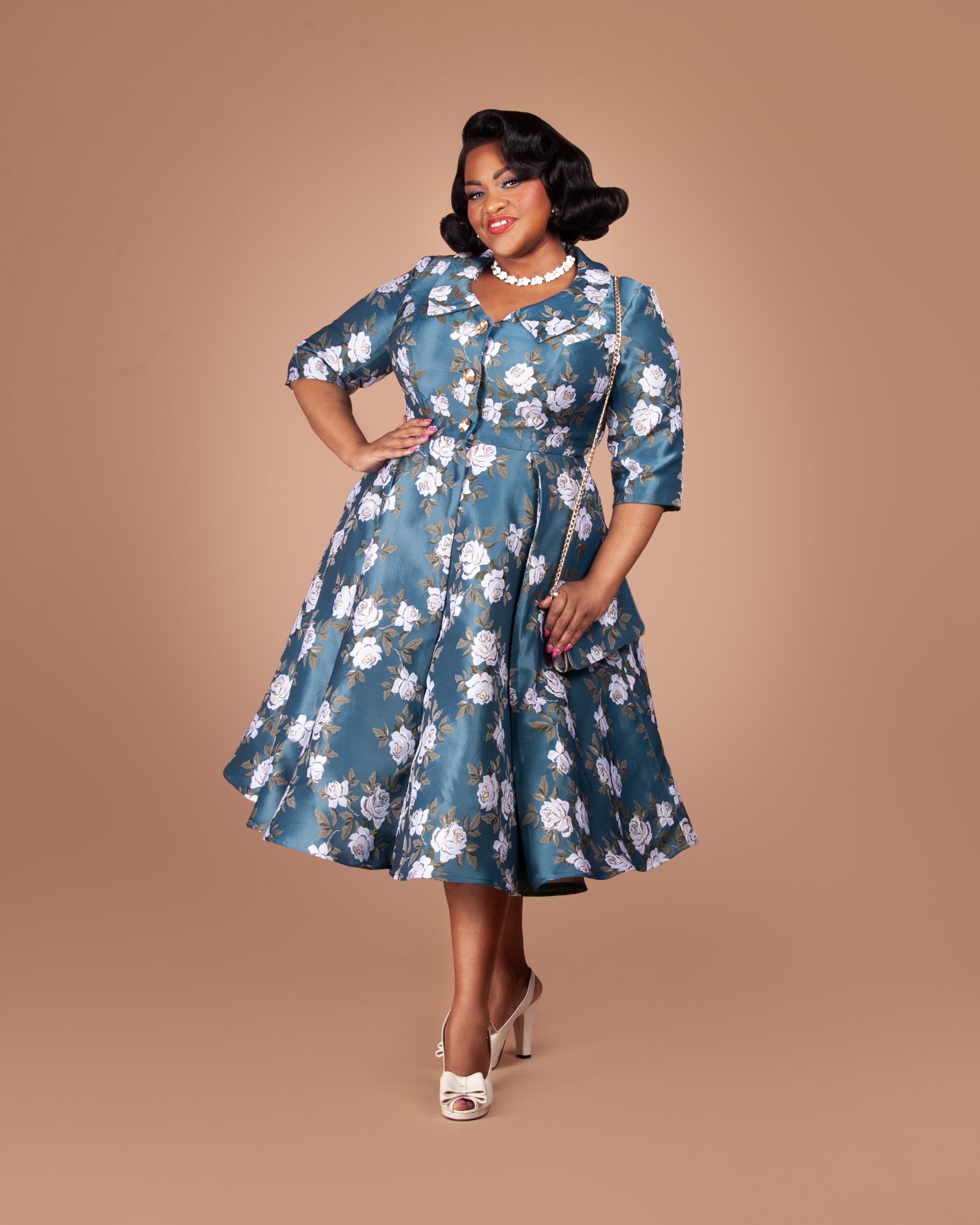 Susie wearing the Charm Princess Coatdress sewing pattern