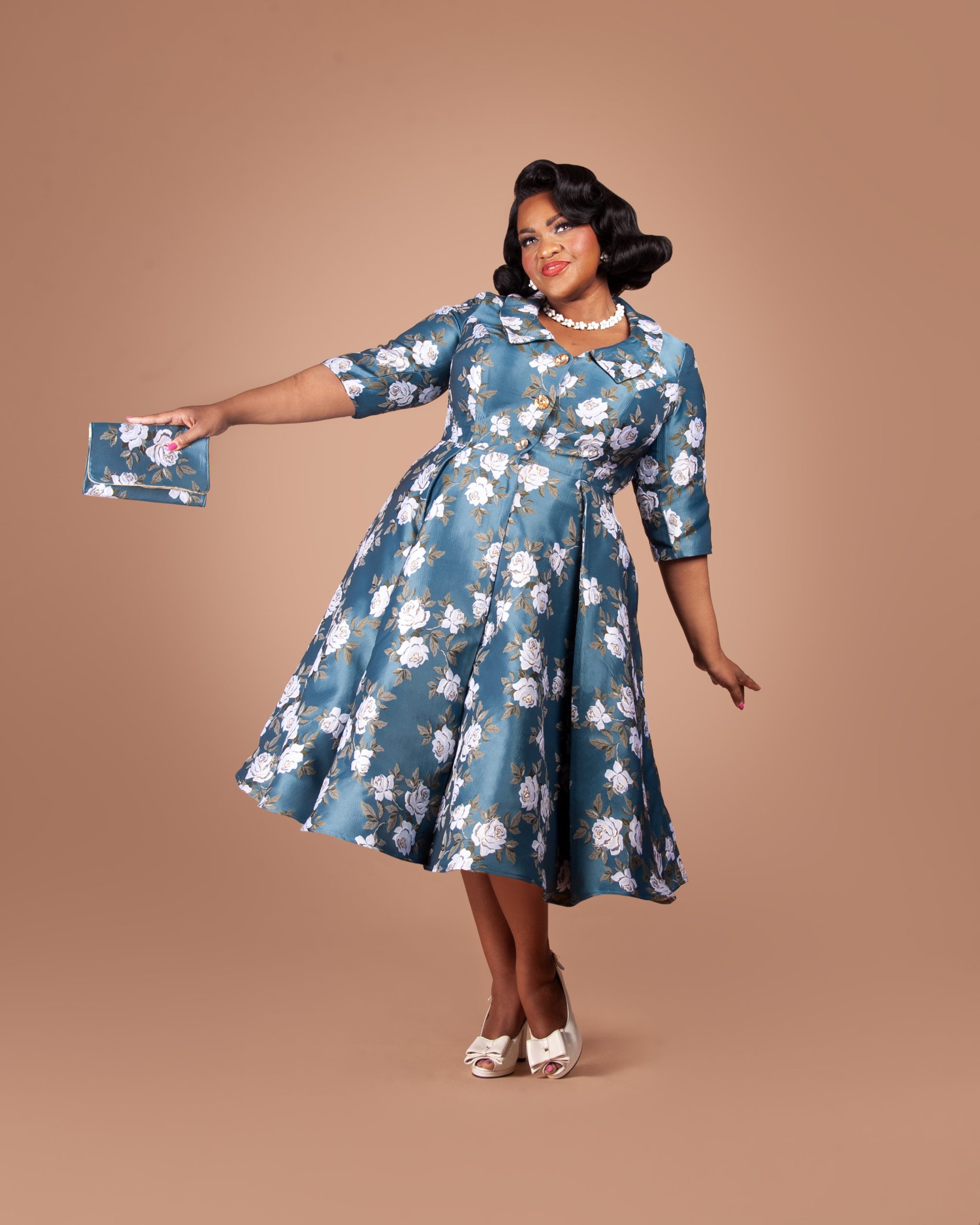 Susie wearing the Charm Princess Coatdress sewing pattern