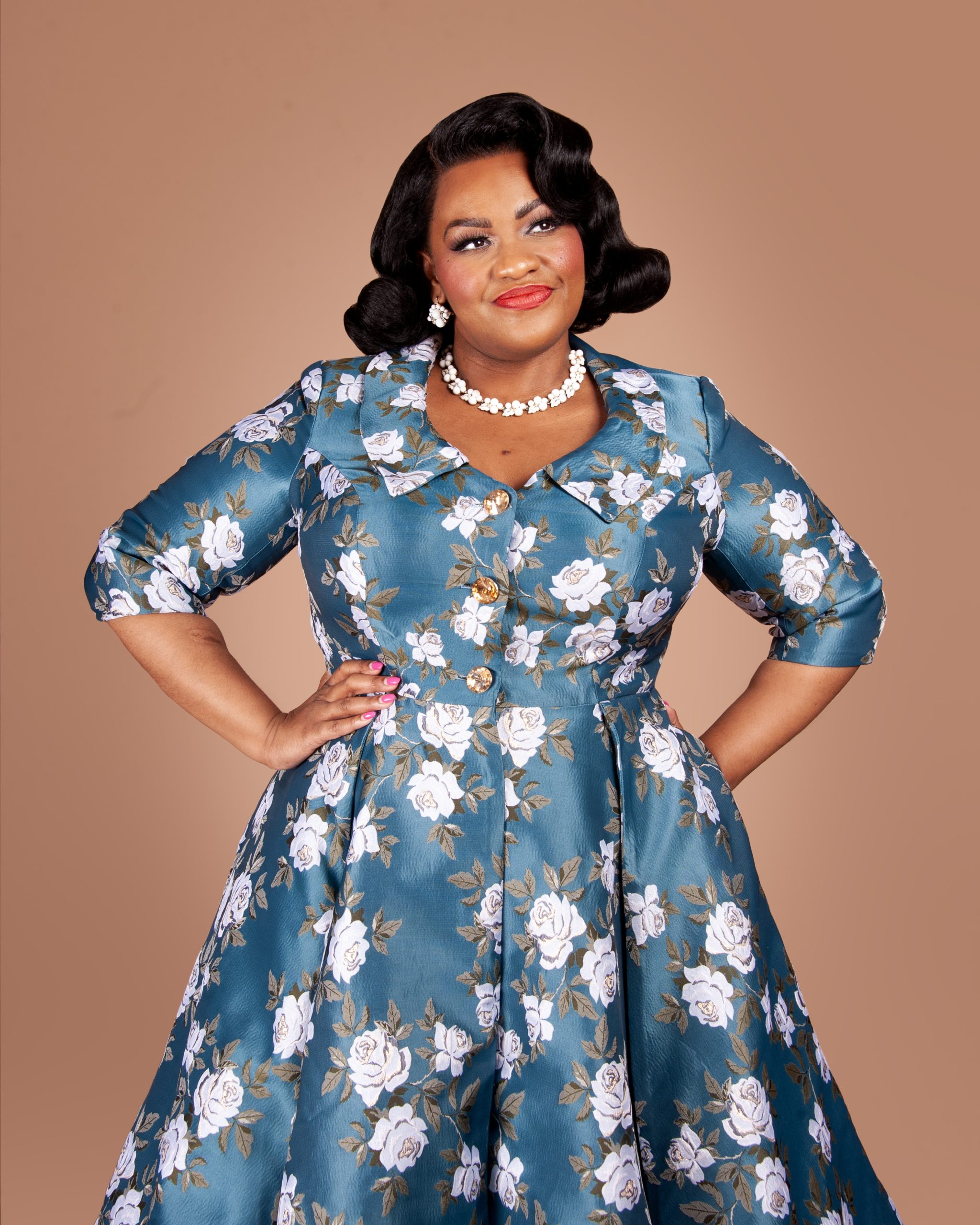 Susie wearing the Charm Princess Coatdress sewing pattern