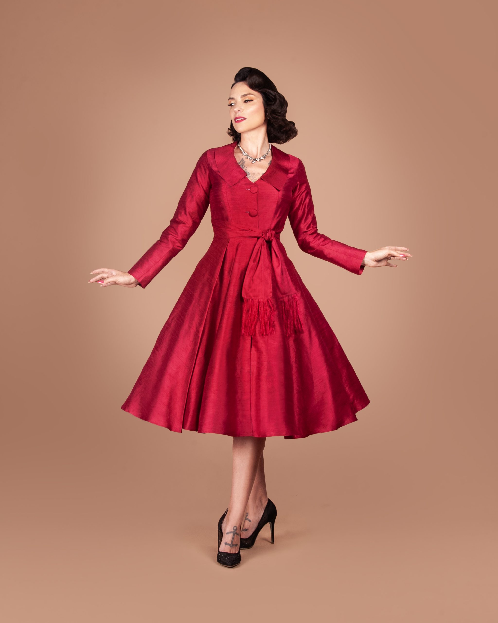 Gertie wearing the Charm Princess Coatdress sewing pattern