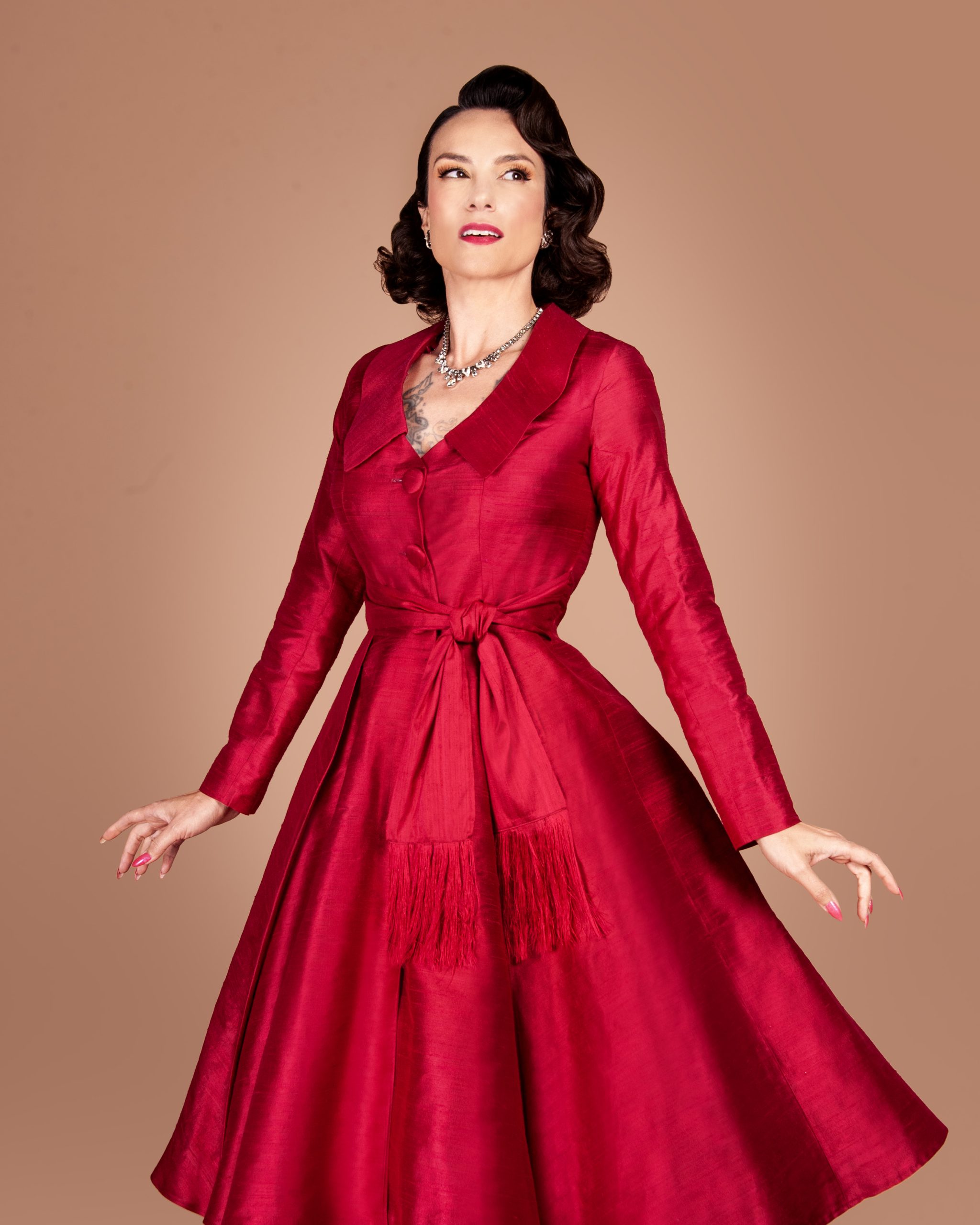 Gertie wearing the Charm Princess Coatdress sewing pattern