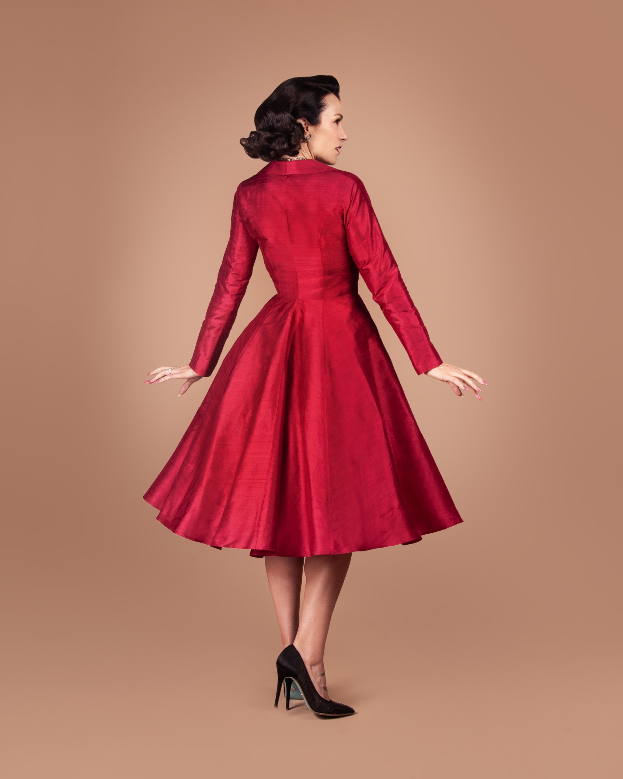 Gertie wearing the Charm Princess Coatdress sewing pattern