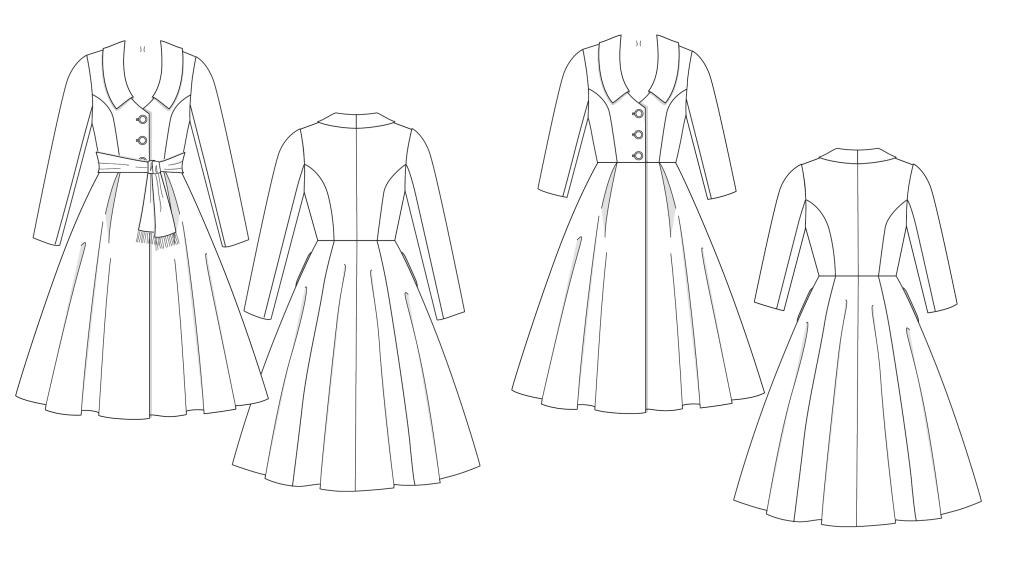 Line art for the Charm Princess Coatdress