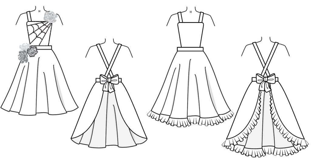 Deadly Roses Apron line art