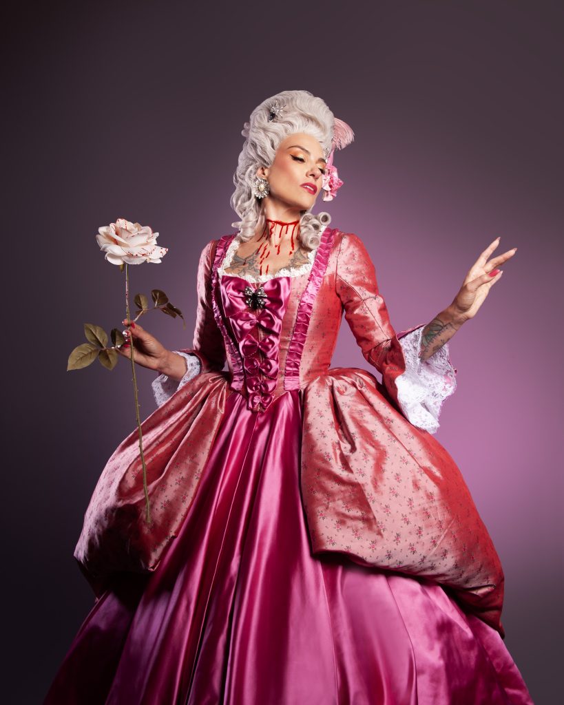 Gertie wearing the Marie Antoinette costume.