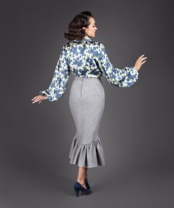 Gertie wearing the Zelda Skirt sewing pattern from Charm Patterns.
