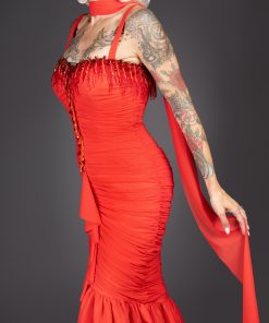 Gertie cosplaying as Marilyn Monroe in Gentlemen Prefer Blondes, wearing the Zelda Overlay.